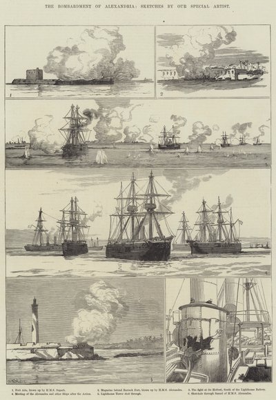 The Bombardment of Alexandria by English School