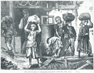 The Brickyards of England, Children carrying the clay, 1871 by English School