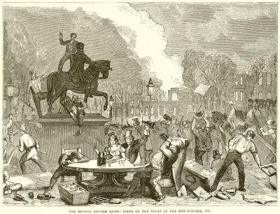 The Bristol Reform Riots-Scene on the Night of the 30th October, 1831 by English School