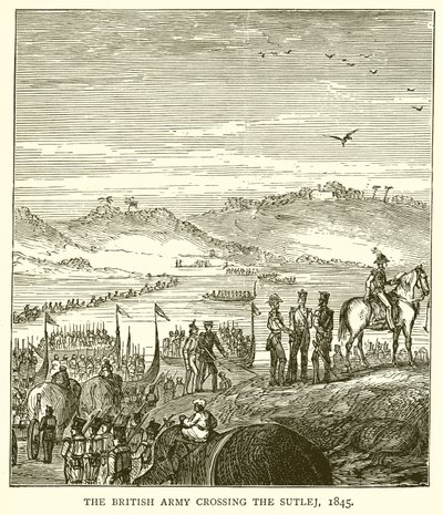The British Army crossing the Sutlej, 1845 by English School