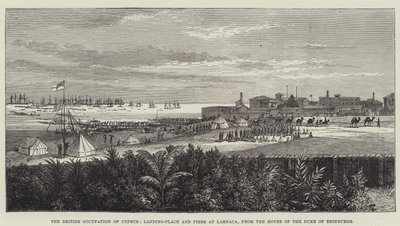 The British Occupation of Cyprus, Landing-Place and Piers at Larnaca, from the House of the Duke of Edinburgh by English School