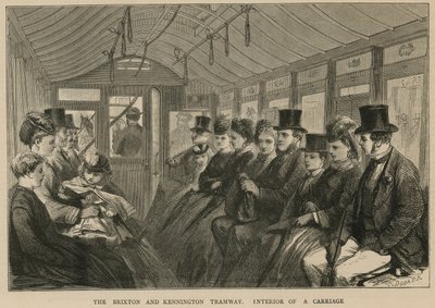 The Brixton and Kennington Tramway - Interior of a Carriage by English School