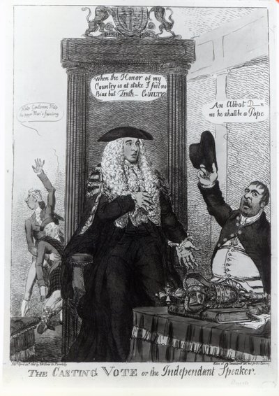 The Casting Vote, or the Independent Speaker, satirical cartoon showing then Prime Minister, Henry Addington by English School