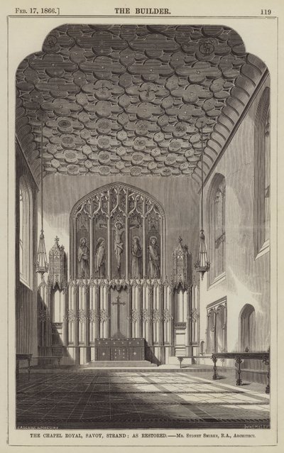 The Chapel Royal, Savoy, Strand, as Restored, Mr Sydney Smirke, RA, Architect by English School