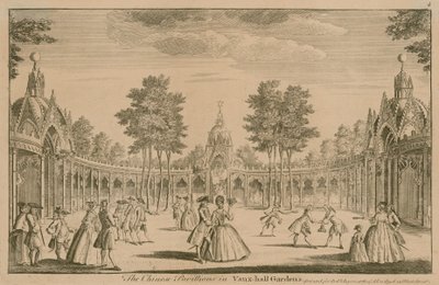 The Chinese Pavilions in Vauxhall Gardens, London by English School