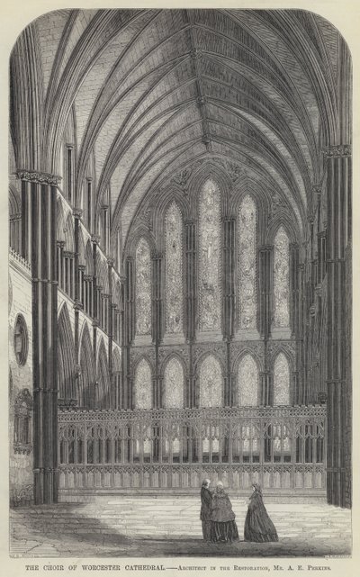 The Choir of Worcester Cathedral by English School