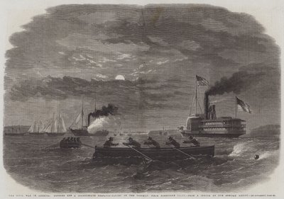 The Civil War in America, cutting off a Confederate Despatch-Gallery on the Potomac near Freestone Point by English School