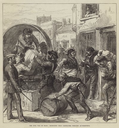 The Civil War in Spain, Insurgents from Carthagena foraging at Torrevieja by English School