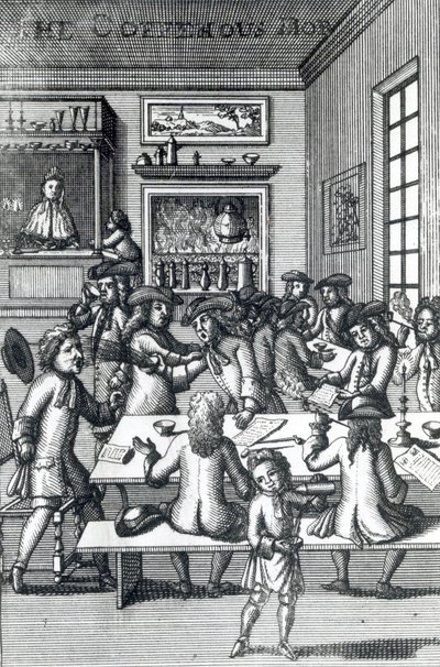 The Coffeehouse Mob, by Edward Ward, taken from Vulgus Britannicus by English School