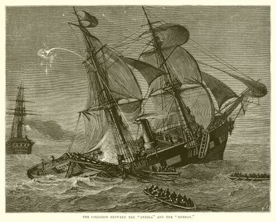 The Collision between the Oneida and the Bombay by English School