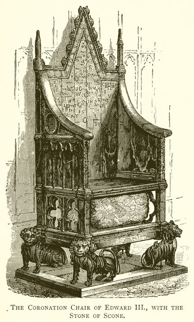 The Coronation Chair of Edward III., with the Stone of Scone by English School