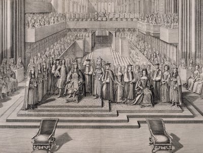 The Coronation of King James II and his second wife Mary of Modena by English School