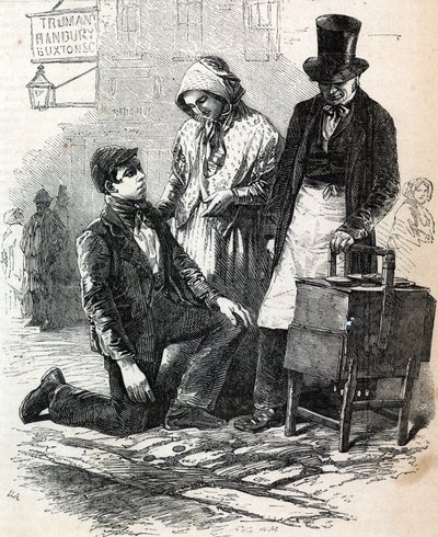 The Coster Boy and Girl Tossing the Pieman by English School