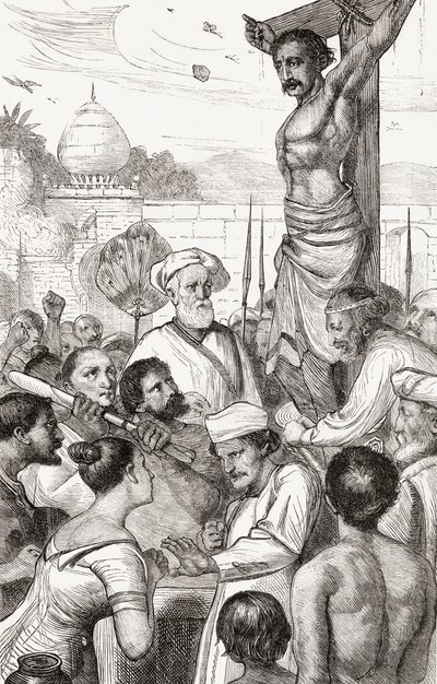The Crucifixion of a Karen Martyr from Burma, c.1865 by English School