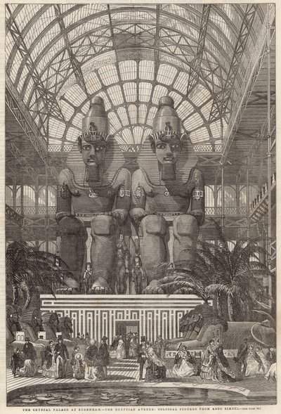 The Crystal Palace at Sydenham; The Egyptian Avenue, Colossal Figures from the Aboo Simbel by English School