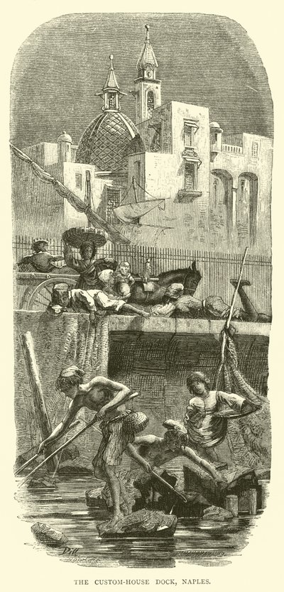 The Custom-House Dock, Naples by English School