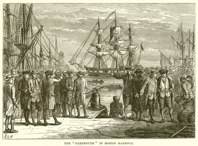 The Dartmouth in Boston Harbour by English School