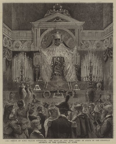 The Death of King Victor Emmanuel, the Body of the King Lying in State in the Chapelle Ardente of the Quirinal, at Rome by English School