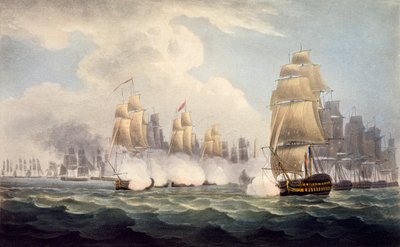 The Defeat of the French under Linois by Commodore Dances Squadron, February 15th 1804, from The Naval Chronology of Great Britain, by J. Ralfe by English School