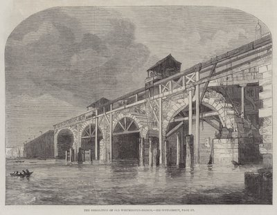 The Demolition of Old Westminster-Bridge by English School