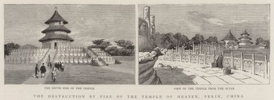 The Destruction by Fire of the Temple of Heaven, Pekin, China by English School