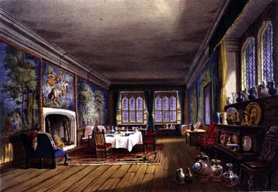 The Dining Room, Cotehele house, c.1830-40 by English School