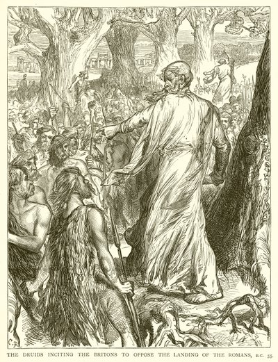 The Druids inciting the Britons to Oppose the landing of the Romans, B.C. 55 by English School