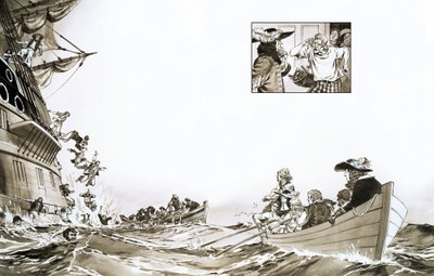The Duke of York escaping the sinking Gloucester by English School