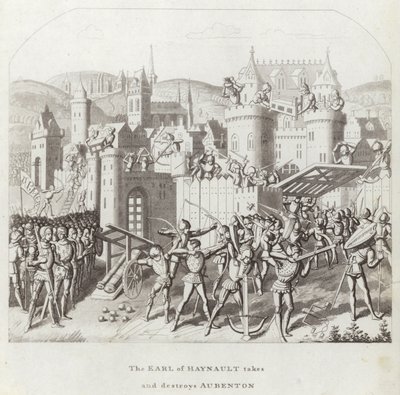 The Earl of Haynault Takes and Destroys Aubenton by English School