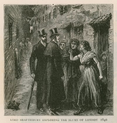 The Earl of Shaftesbury; Exploring the Slums of London, 1840 by English School