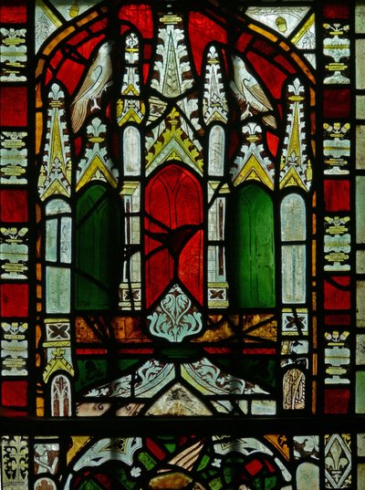 The East window depicting a canopy with birds by English School