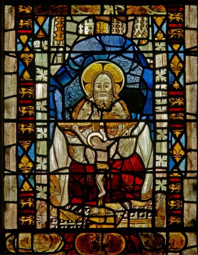 The East window depicting a composite panel of the Trinity by English School
