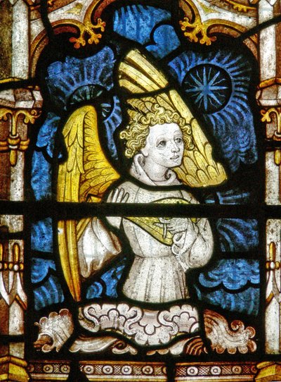 The East window depicting a musician angel by English School