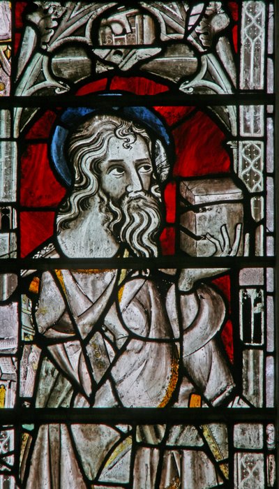 The East window depicting an Apostle (St Matthew?) by English School