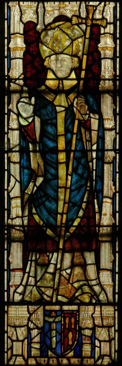 The East window depicting an Archbishop by English School