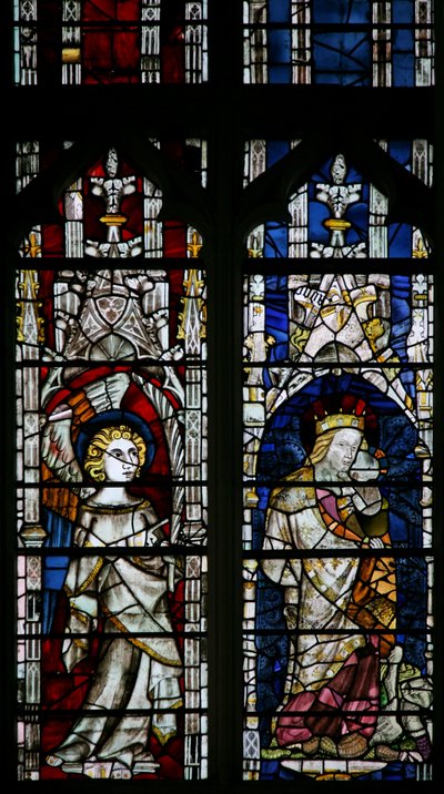 The East window depicting an angel and the Virgin and Child by English School