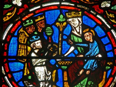 The East window depicting the Adoration of the Magi by English School