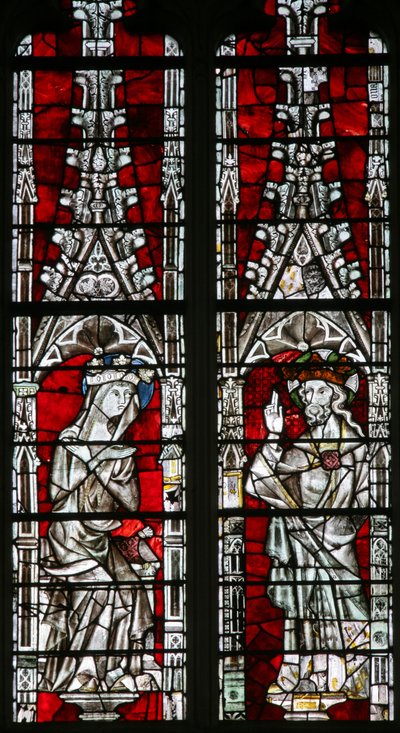 The East window depicting the Coronation of the Virgin by English School