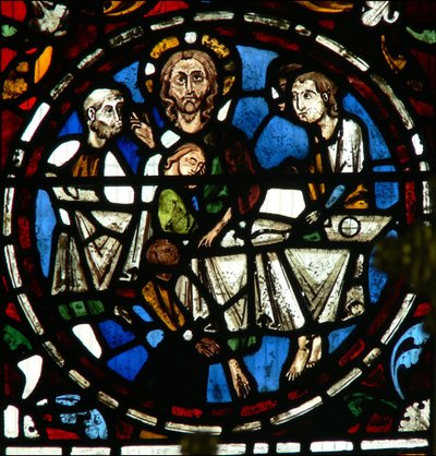 The East window depicting the Last Supper by English School