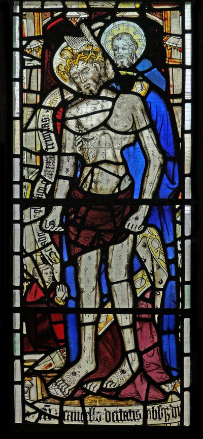 The East Window (Ew) depicting the Trinity and the Donor John Walker by English School