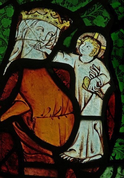 The East window depicting the Virgin Mary with Christ Child by English School