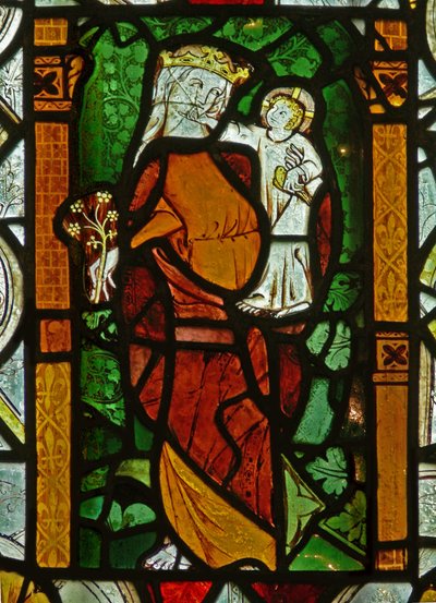 The East window depicting the Virgin Mary with Christ Child by English School