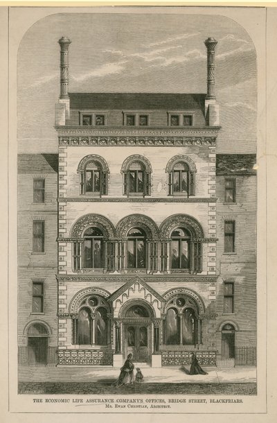 The Economic Life Assurance Companys offices, Bridge Street, London by English School