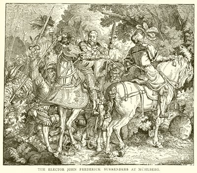 The Elector John Frederick surrenders at Muhlberg by English School