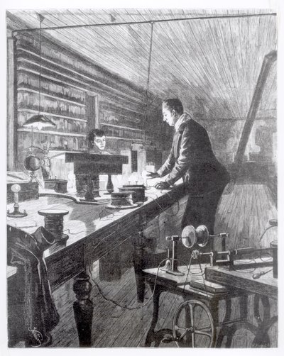 The Electric Light, Mr Edison in his Laboratory by English School