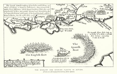 The English and Spanish fleets in action by English School
