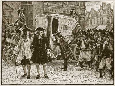 The English plenipotent insulted in the streets of Utrecht, 1712, illustration from Cassell