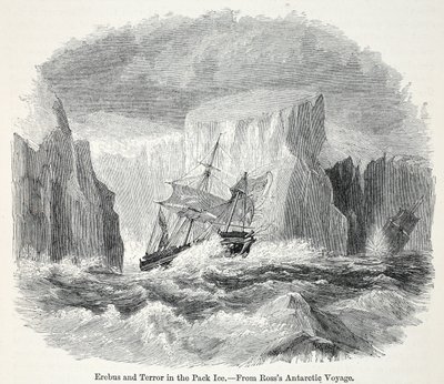 The Erebus and the Terror Among Icebergs by English School