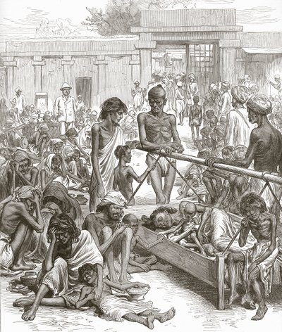 The Famine in India: Natives Waiting for Relief at Bangalore by English School