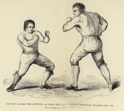 The Fight between Tom Johnson and Isaac Perrins, at Banbury, Oxfordshire, 22 November 1789 by English School